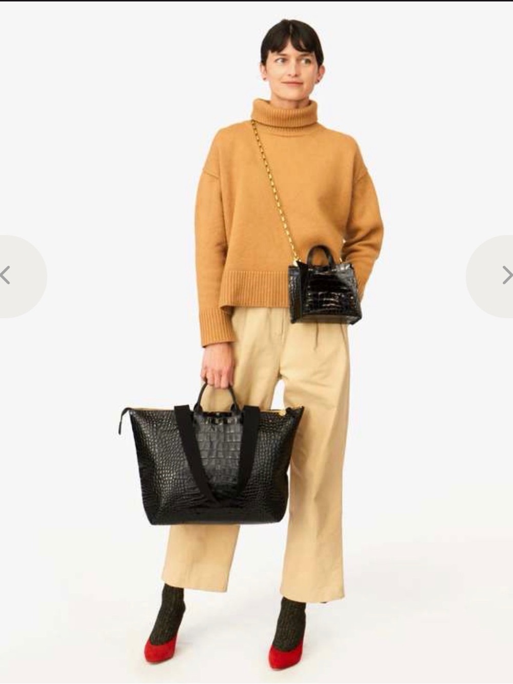 Clare V Le Zip Sac Embossed Croc Work Travel Tote with luggage sleeve